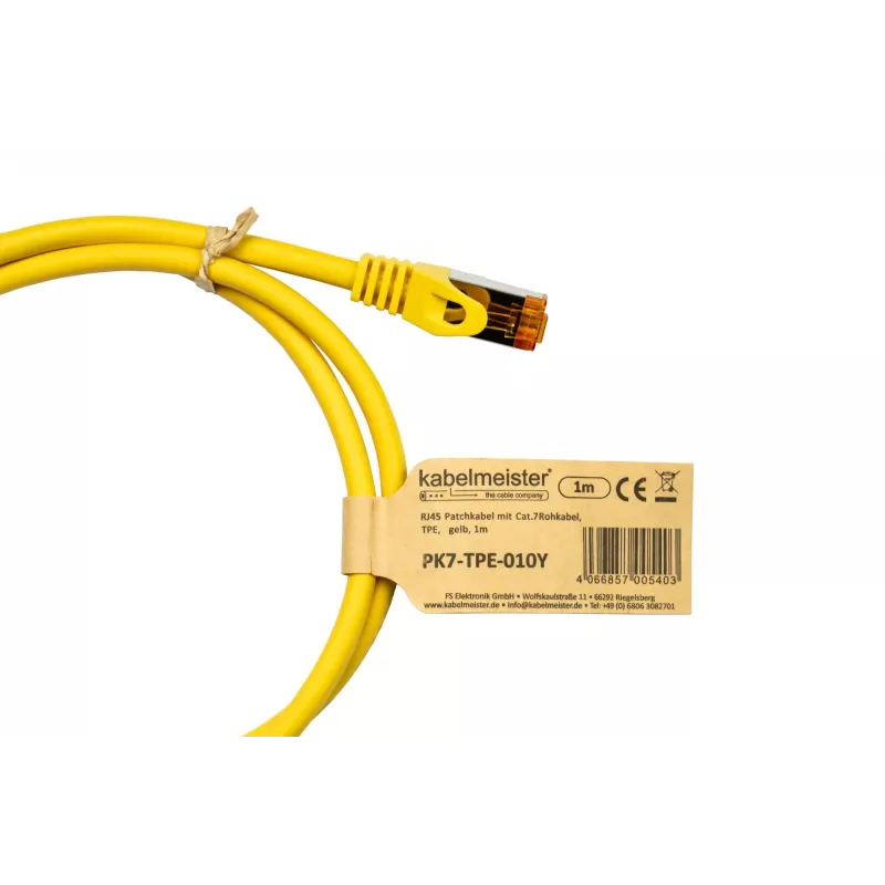 Cable Patch RJ45 Cat.7 S/FTP Kabelmeister, funda TPE, libre de halógenos, amarillo, 1,5m