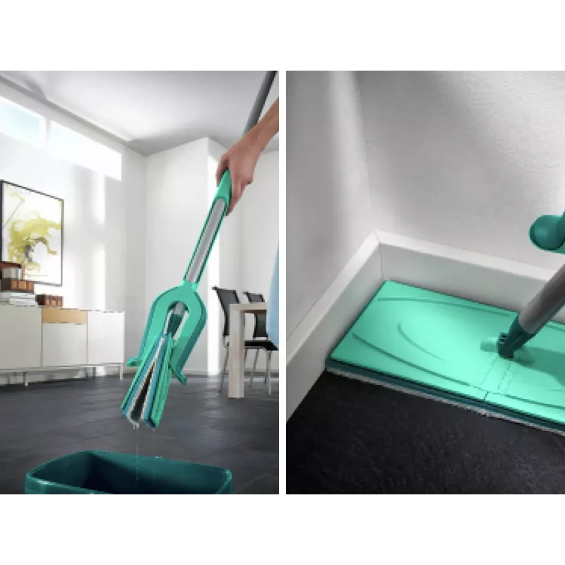 Fregona Picobello M Micro Duo LEIFHEIT con mango telescópico, 33 cm de ancho de limpieza, verde/blanco