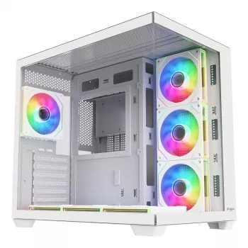 FSP Fortron M341-WA caja de PC semitorre con cristal templado y 4 ventiladores ARGB