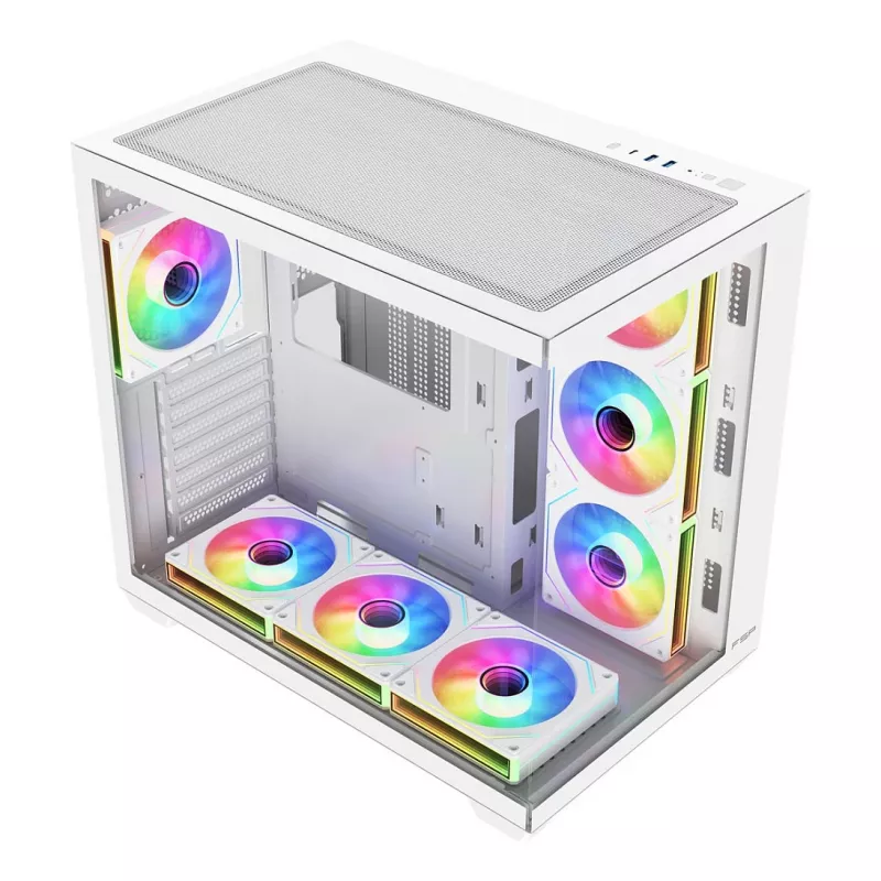 FSP Fortron M341-WA caja de PC semitorre con cristal templado y 4 ventiladores ARGB