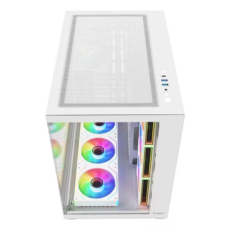 FSP Fortron M341-WA caja de PC semitorre con cristal templado y 4 ventiladores ARGB