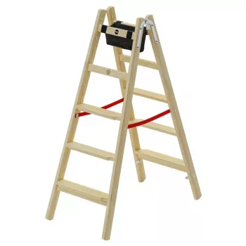 HAILO H77 ComfortLine escalera de tijera de madera de doble acceso 2x5 peldaños