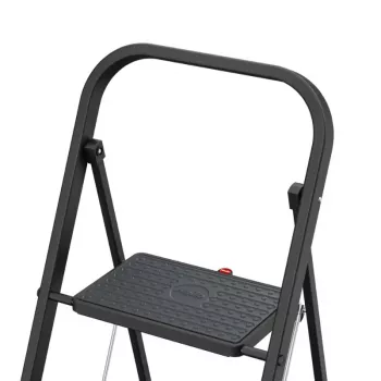HAILO K44 StandardLine escalera plegable con barra de seguridad, 2 peldaños, acero, negro, 150 kg
