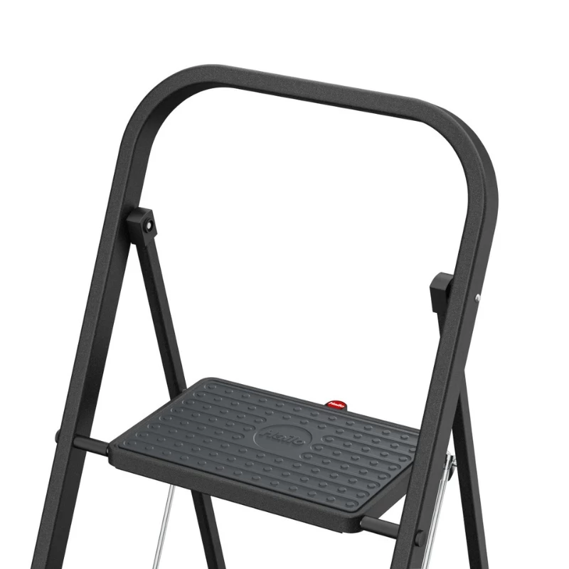 HAILO K44 StandardLine escalera plegable, 3 peldaños, barra de seguridad, negro, 150 kg