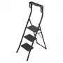 HAILO K77 ComfortLine escalera plegable, 3 peldaños, aluminio, barra de seguridad, negro, 150 kg