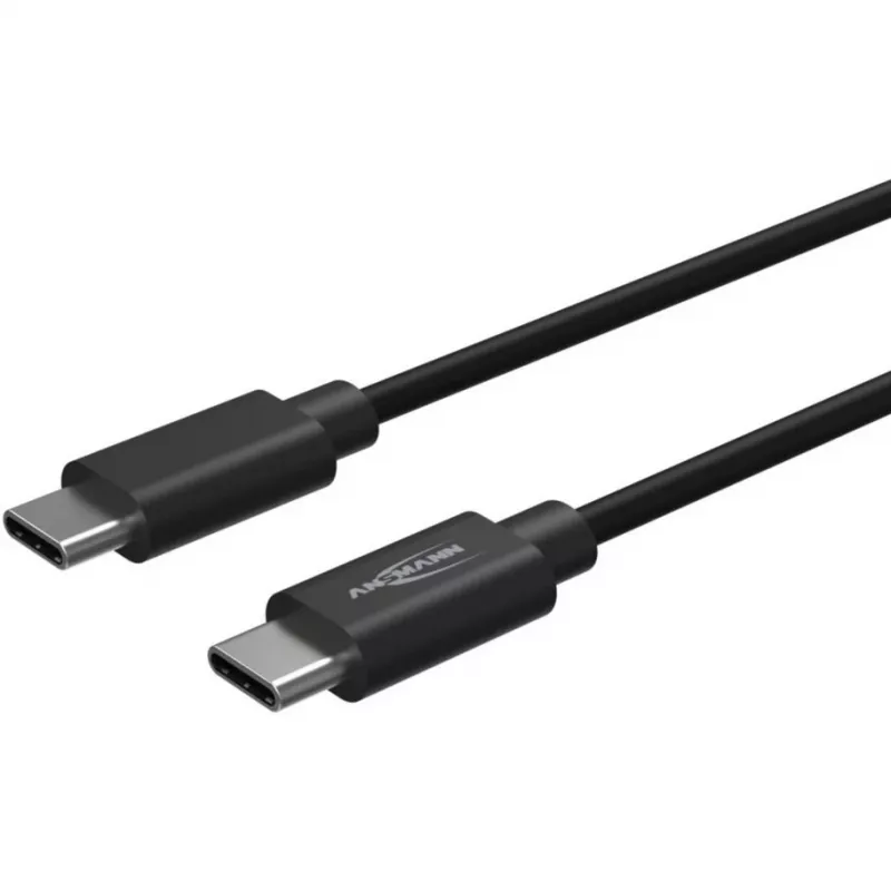 ANSMANN cable de datos y carga USB-C a USB-C, 1,2 m, 60W Power Delivery, negro