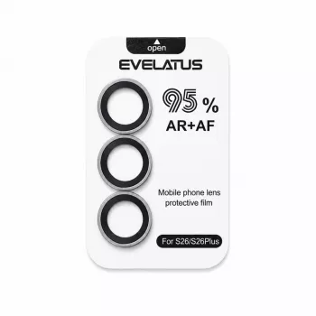 Evelatus Samsung Galaxy S26 protección de lente de cámara Armor Clear - cristal templado 9H, ultrafino, anti-huellas, sin burbujas