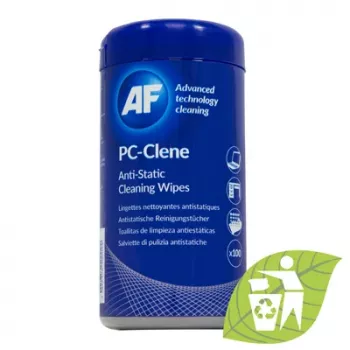 AF APCC100 ECO toallitas de limpieza universales para puestos de trabajo, 100 toallitas, antiestáticas, sin alcohol, sin pelusa