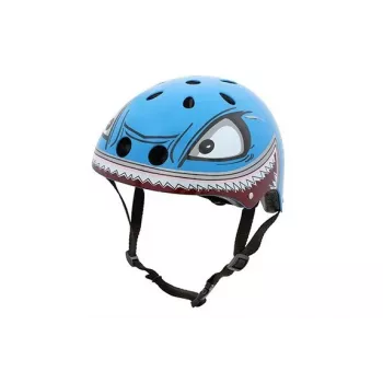 Hornit Shark casco de bicicleta para niños con luz LED, Azul/Gris, 48-53 cm