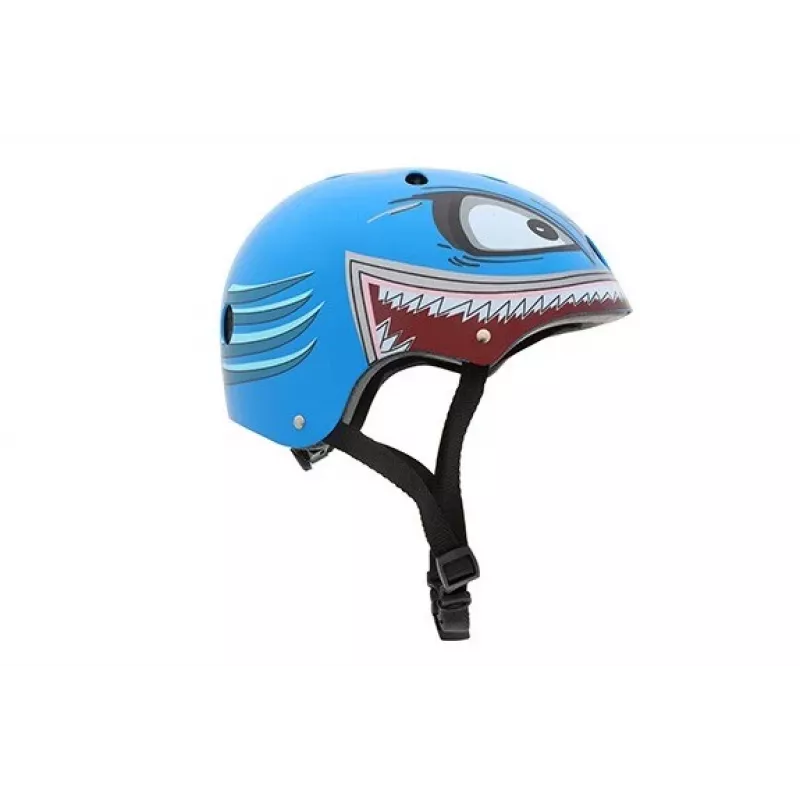 Hornit Shark casco de bicicleta para niños con luz LED, Azul/Gris, 48-53 cm