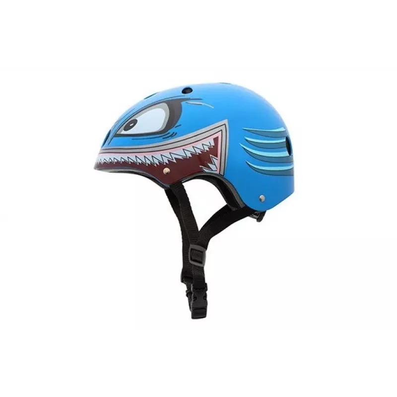 Hornit Shark casco de bicicleta para niños con luz LED, Azul/Gris, 48-53 cm