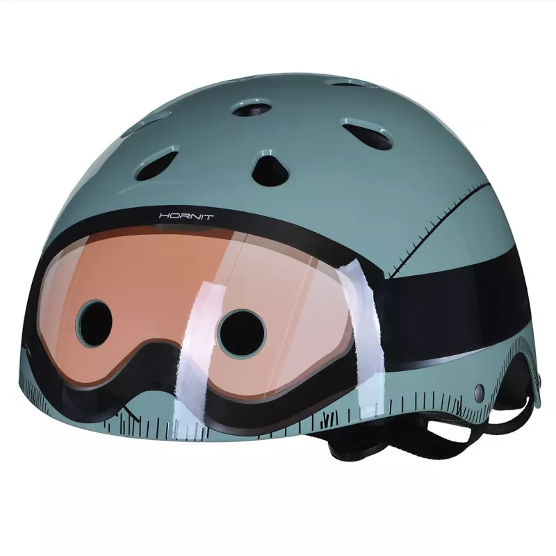 Hornit Military casco de bicicleta para niños 53-58 cm con luz LED trasera