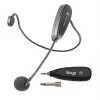 Stagg SUW 12H-BK sistema de micro de diadema inalámbrico UHF con transmisor de petaca y receptor de mesa, 12 canales, negro