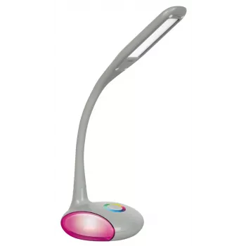 Activejet VENUS lámpara de escritorio LED gris con base de color cambiante y función de carga USB