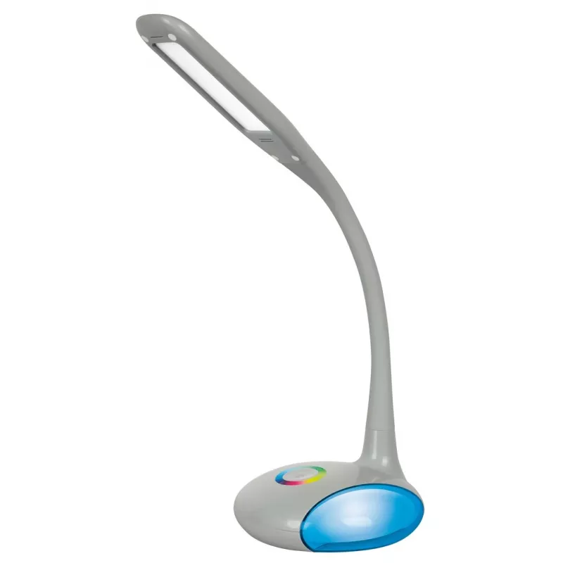 Activejet VENUS lámpara de escritorio LED gris con base de color cambiante y función de carga USB