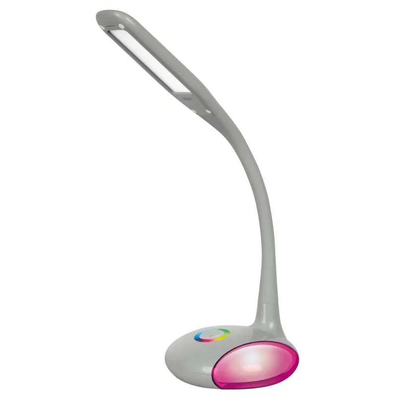 Activejet VENUS lámpara de escritorio LED gris con base de color cambiante y función de carga USB