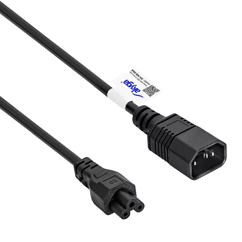 Akyga AK-NB-09A cable de alimentación IEC C14 a IEC C5 (trébol), 1,5 m, negro