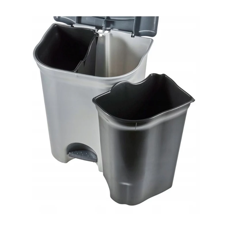 KEEEPER Torge cubo de pedal para reciclaje 2x11L gris claro plateado