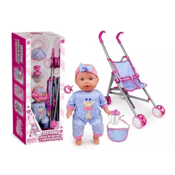 ARTYK muñeca Natalia - bebé con cochecito 30 cm