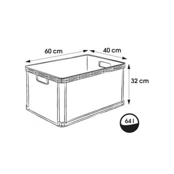 keeeper Robert caja de transporte de carga pesada 64L, 60 kg de carga, 600x400x320 mm, gris