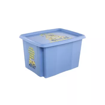 KEEEPER Caja con tapa 30L Karolina «Minions Happiness» 45x35x27cm azul claro