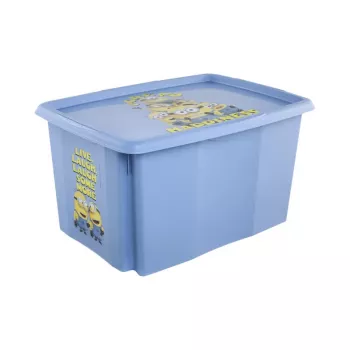 keeeper Caja con tapa 45L Karolina “Minions Happiness” 55,5x40x30cm Azul claro