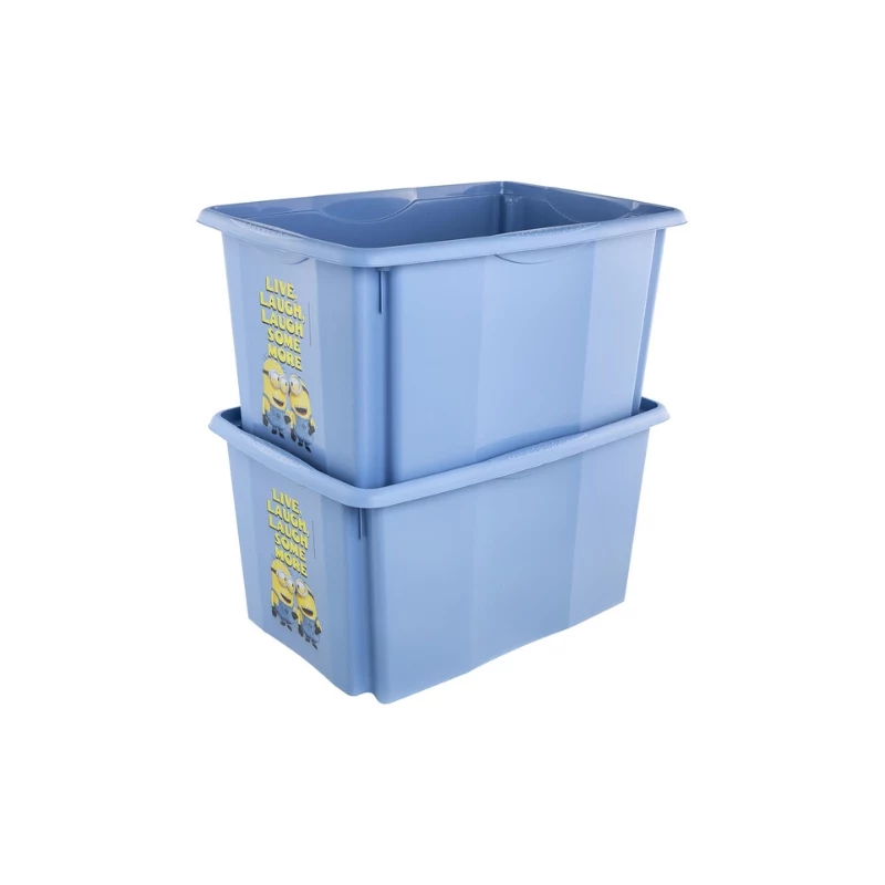 keeeper Caja con tapa 45L Karolina “Minions Happiness” 55,5x40x30cm Azul claro