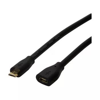 LogiLink CU0121 Cable alargador USB 2.0 Micro-B macho a Micro-B hembra, 1 m, Negro