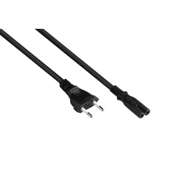 Kabelmeister Cable de alimentación Euro Type-C a C7/Euro 8 conector hembra, negro, 0,75mm², 1,5m