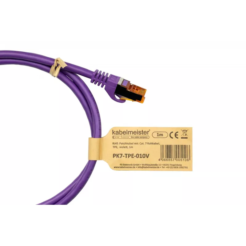 KABELMEISTER Cable de red Cat.7 S/FTP, RJ45, 2m, violeta, TPE libre de halógenos