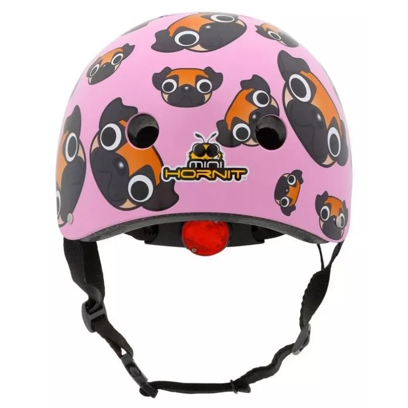 Hornit Pug Casco de bicicleta para niños con luces LED - Rosa, 48-53 cm PUS806