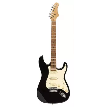 Guitarra eléctrica Stagg SES-55 BLK - Cuerpo macizo de aliso, mástil de arce, pastillas SSS, Negro