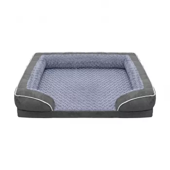 REBEL ANIMALS Cama sofá ortopédica premium para perros y gatos, extra grande, 134x106x20 cm, funda lavable extraíble, base antideslizante, impermeable, hipoalergénica, gris