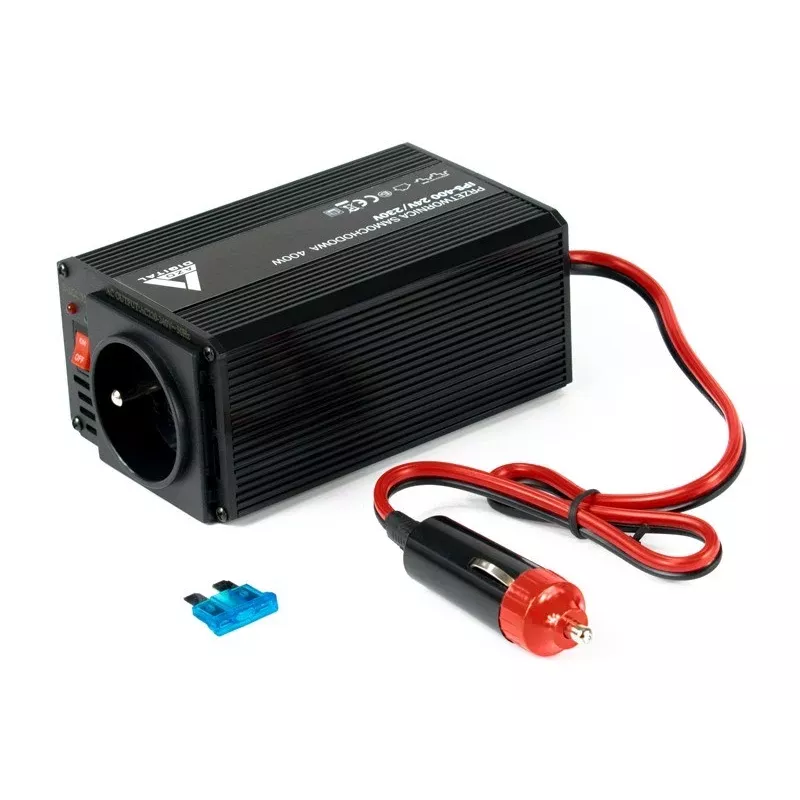 AZO Digital IPS-400 Inversor de onda sinusoidal modificada 24V DC a 230V AC 400W