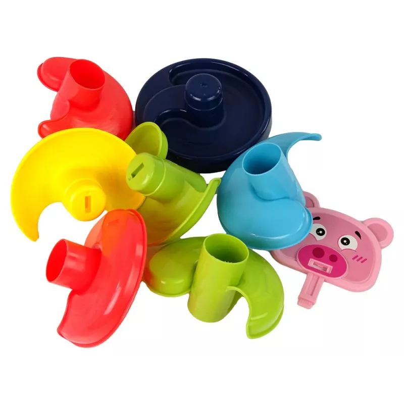 LEAN TOYS Pista de bolas educativa 6 niveles clasificador de cesta cerdito