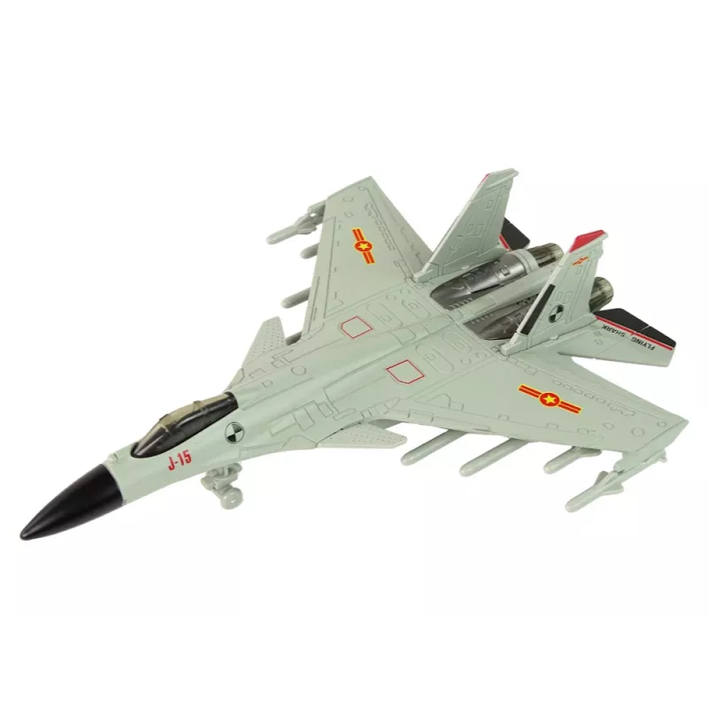 LEAN TOYS 15410 Avión de combate con propulsión por fricción gris 1:72