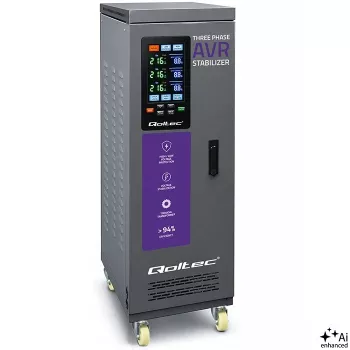 Qoltec Estabilizador de tensión trifásico AVR MULTIPROTECTION | 40kVA | precisión ± 3% | servomotor 3F | LCD | Expert Line