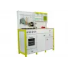 LEAN TOYS Cocina de juguete de madera para niños verde y blanca Paula con horno y microondas que se abren