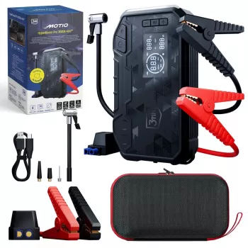 3MK Motio HyperBoost Pro 3000A Arrancador 4 en 1 con cables de arranque inteligentes, luz LED, powerbank y compresor de aire