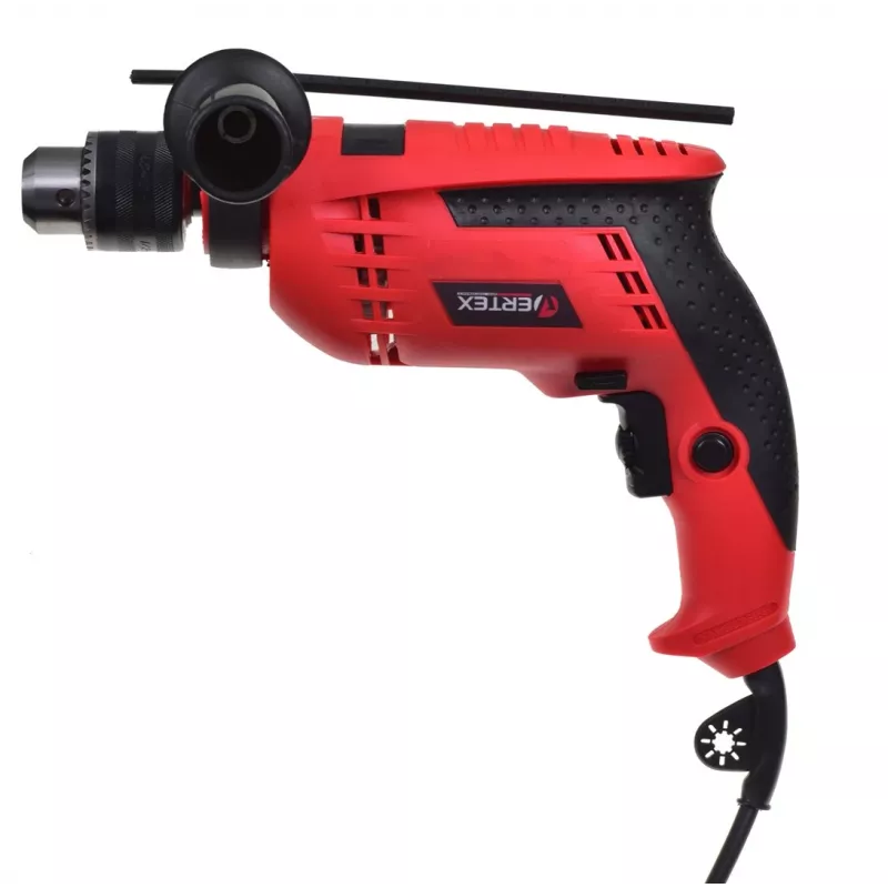 VERTEX VWU710 Taladro percutor 710W con portabrocas de corona dentada de 13mm, 0-2800 rpm, 0-44800 BPM, regulación de velocidad, giro a derecha/izquierda, empuñadura auxiliar, tope de profundidad
