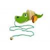 LEAN TOYS Cocodrilo de madera con ruedas 18cm Juguete de arrastre