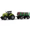 LEAN TOYS Tractor verde con remolque de madera y efectos de sonido