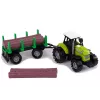 LEAN TOYS Tractor verde con remolque de madera y efectos de sonido