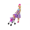 LEAN TOYS Set de carrito de muñecas con accesorios – Cochecito rosa con muñeca de peluche, biberón, manta y bolsa