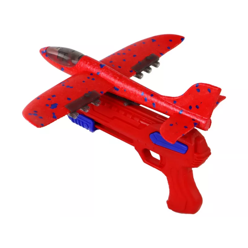 LEAN TOYS Pistola lanzadora de pompas de jabón avión roja