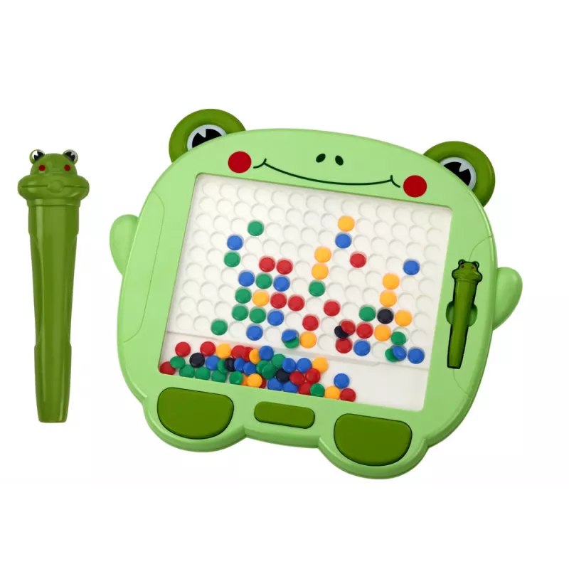 LEAN TOYS Pizarra de aprendizaje magnética rana con lápiz y cuentas verdes puzzle