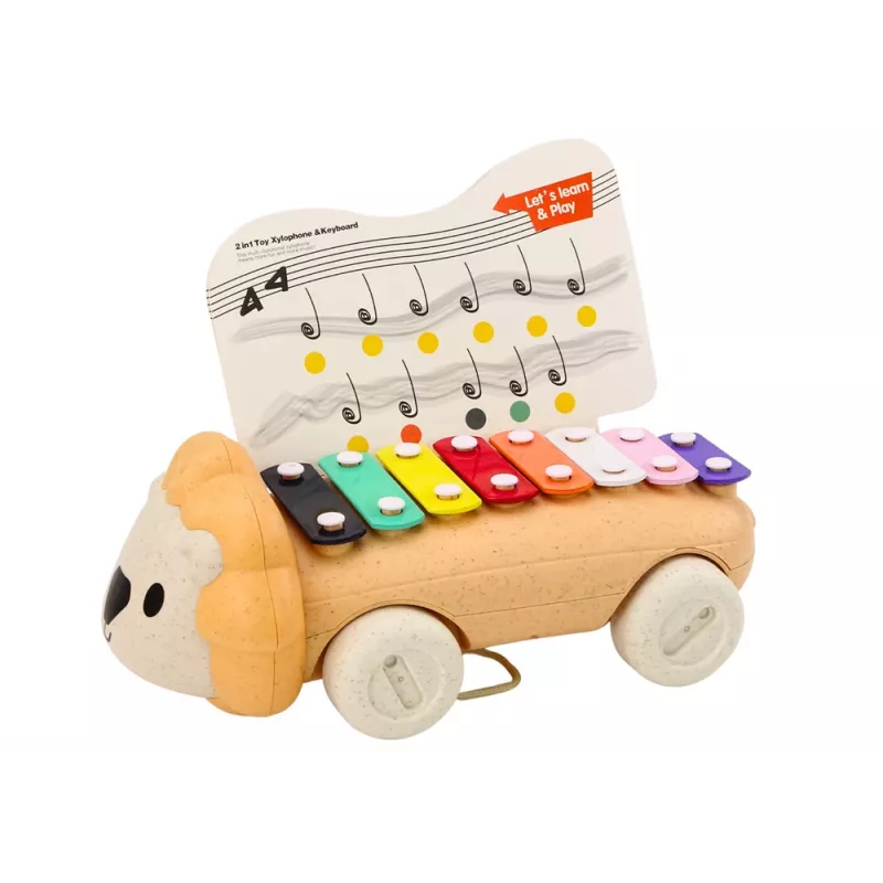 LEAN TOYS León de arrastre con ruedas juguete musical para niños pequeños, instrumento de aprendizaje multicolor