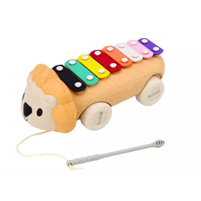 LEAN TOYS León de arrastre con ruedas juguete musical para niños pequeños, instrumento de aprendizaje multicolor
