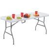 LEAN Mesa plegable con bloqueo, blanca, 180 x 74 cm