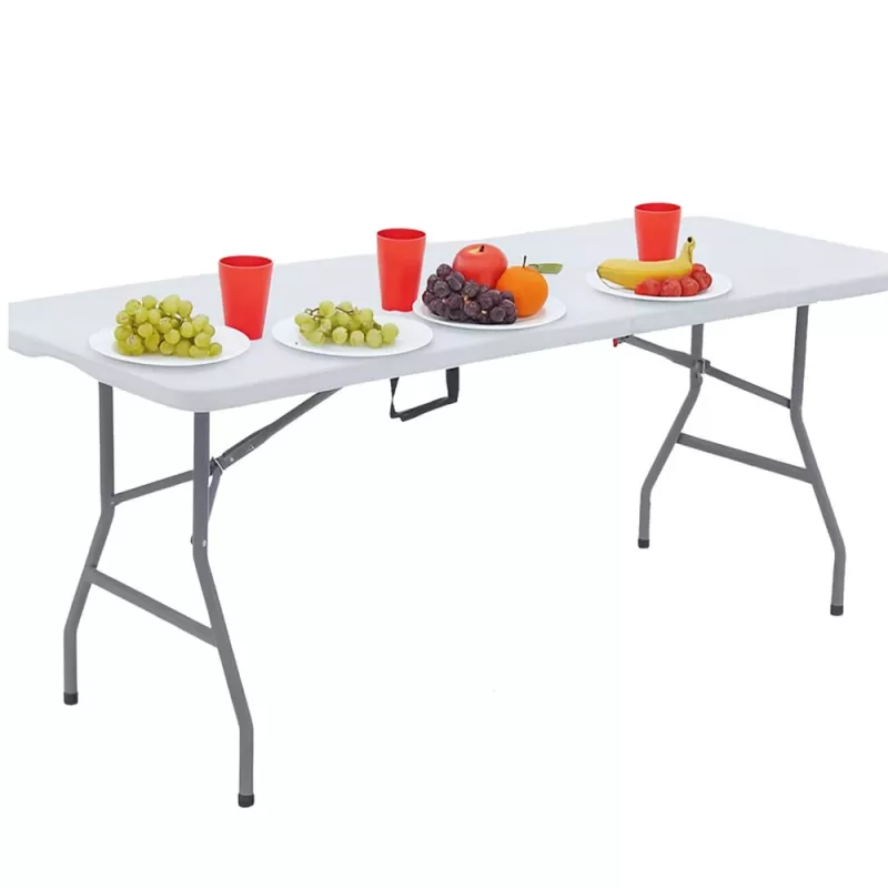 LEAN Mesa plegable con bloqueo, blanca, 180 x 74 cm